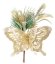 Božićna grančica MagicHome, s leptirom i vrpcom od jute, zlatna, 18 cm, pak. 6 kom