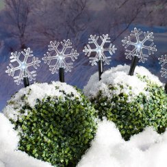 Řetěz MagicHome Vánoce Frozen SnowFlake, 5 LED studená bílá, 3xAA, IP44, exteriér, osvětlení, L-1,40 m
