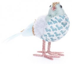 Ptáček MagicHome Vánoce, modrý, 20x8x14 cm, péřový