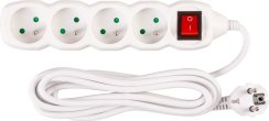 Kabel DG-F804BK L-3 m, podaljšek, bel, 4x vtičnica + stikalo