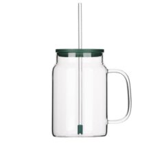Cana de sticlă 1,5l cu capac și pai de sticlă ROL