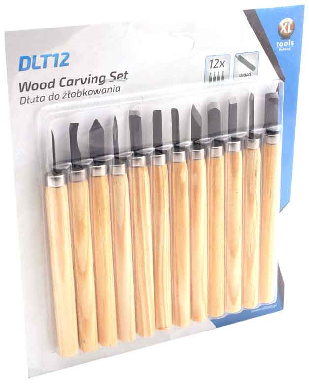12-częściowy zestaw dłut rzeźbiarskich z drewnianą rączką do rowkowania, XL-TOOLS (akce)