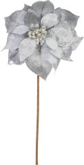 Flower MagicHome Weihnachten, Weihnachtsstern, silber, Stiel, Blütengröße: 35 cm