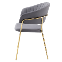 Dizajnové jedálenské kreslo, sivohnedá Velvet látka/gold chróm zlatý, DASMIN TYP 1