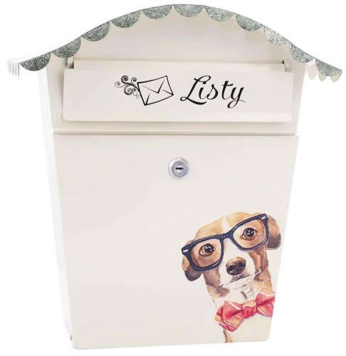 Poštni nabiralnik z valovito streho, pes z motivom očal, XL-TOOLS