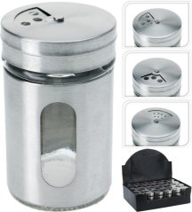 Wytrząsarka do pieprzu ze stali nierdzewnej i szkła, średnica 48 mm