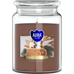 AURA gyertyák, üvegben, mézeskalács, 100 óra, 500 g