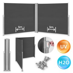 Dvojitá bočná markíza 300x300x180 cm Slnečná clona Ochrana súkromia Antracit MultiGarden
