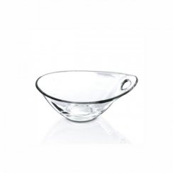 Zdjela za posluživanje s drškom staklena ovalna 14x17x8cm (0,4L)