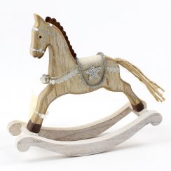 Postavička kůň houpací 16,5x15x5 cm dřevo natur-bílý