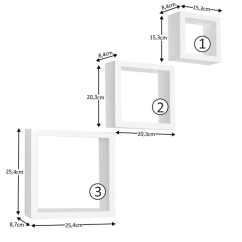Regale, 3 Stk., weiß, KVADRO NEW DR-WS-6103