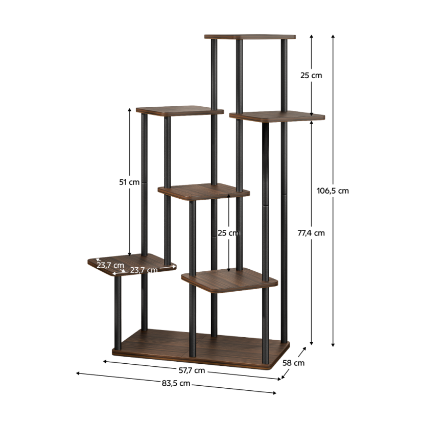 Blumenständer aus Metall, schwarz/rustikales Holz, ADITE TYPE 2