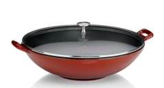 Wok litinový s poklicí CALIDO 36 cm červená Wok litinový s poklicí CALIDO 36 cm červená
