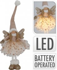 Angyal LED figura 22x16x50 cm krém-arany