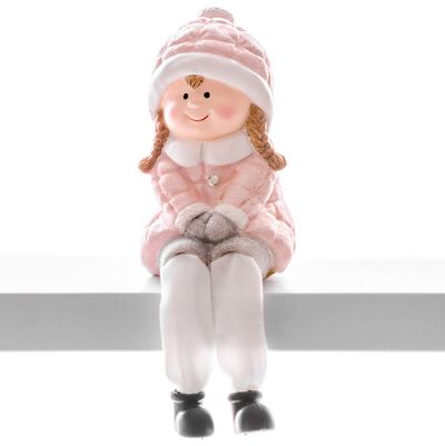 MagicHome Božićna figurica, Djevojčica, poliresin, 8,5x8x13,5 cm