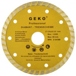 Dijamantna ploča TURBO 125 x 22 x 2,4 mm, čvrsti segment, GEKO
