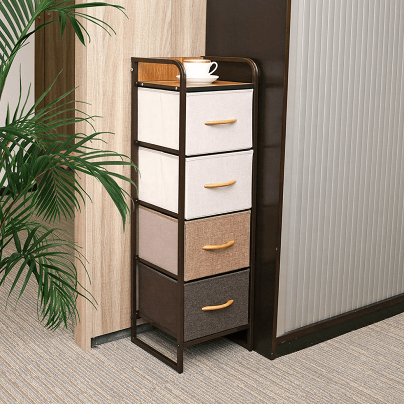 Kommode mit Stoffschubladen, beige/braun, HAZEL TYP 1