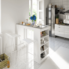 Barska miza, bela/beton, 117x57 cm, AUSTEN (akce)