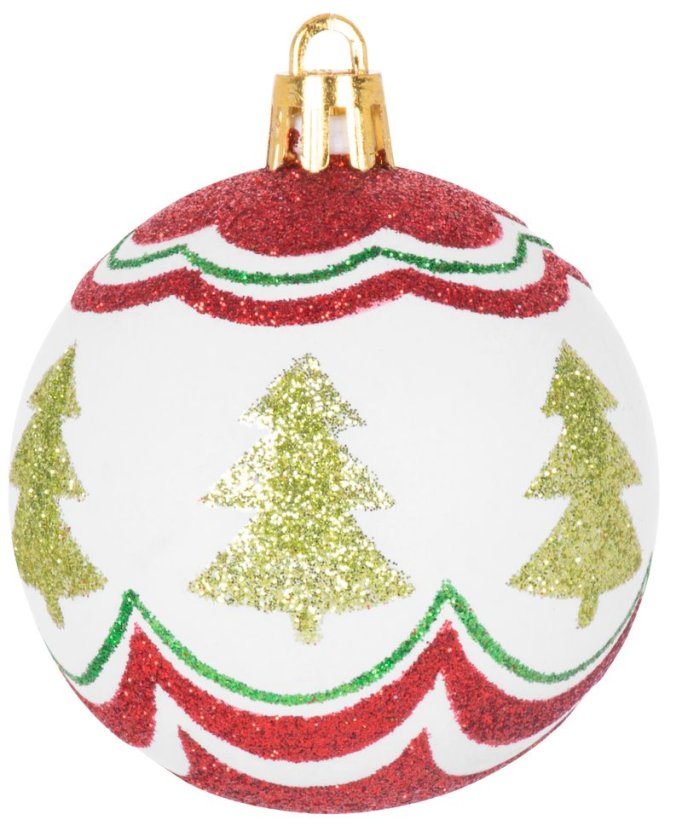 MagicHome Weihnachtskugeln, 9 Stück, rot - grün, mit Dekoration, für den Weihnachtsbaum, 6 cm