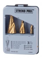 Stufenbohrer-Set Strend Pro SS422, 4-12, 4-20, 4-32 mm, TiN, HSS 4241 Spirale, für Metall