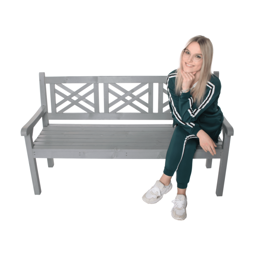 Drewniana ławka ogrodowa, szara, 150 cm, FABLA