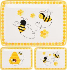 Tanier hranatý včielky 25x17 cm mix
