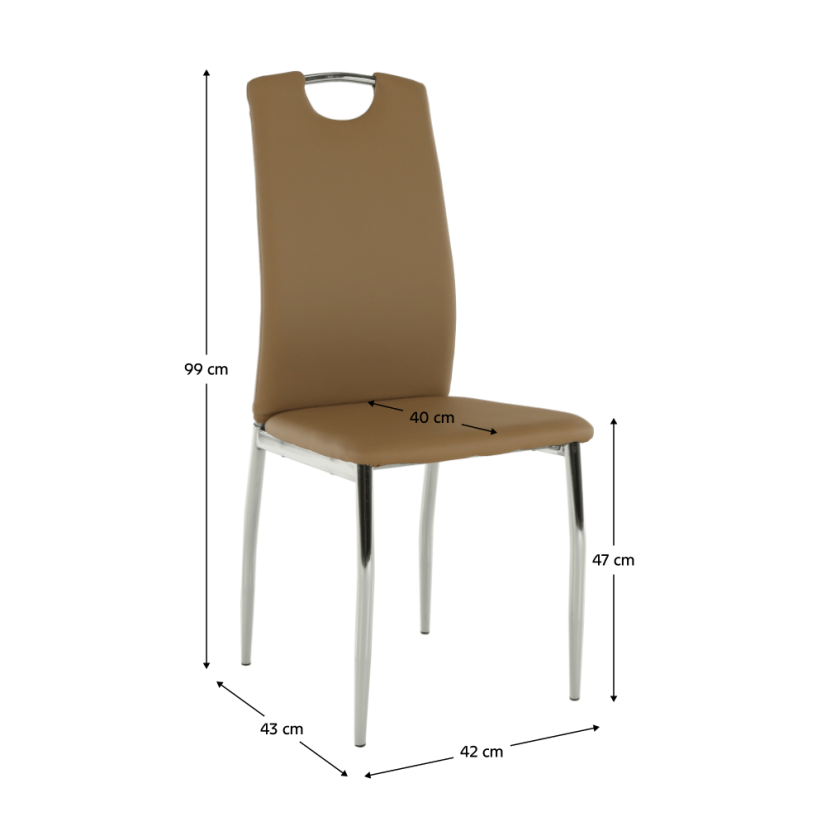 Esszimmerstuhl, Kunstleder beige/chrom, ERVINA