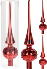 Kolec dekoracyjny 25 cm do choinki szklanej w kolorze czerwonym mix