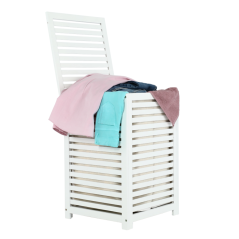 Wäschekorb, lackierter Bambus/weiß/beige, BASKET