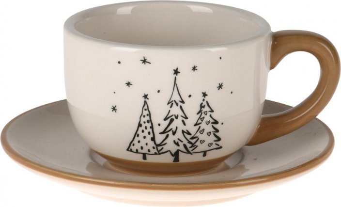 Karácsonyi csésze és csészealj 15x7,5 cm dolomit