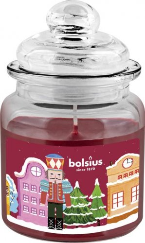 Sveča Bolsius Big Jar, Hrestač, dišeča, božična, get cosy (pečeno jabolko in cimet), 32 ur, 79x129 mm, v steklu