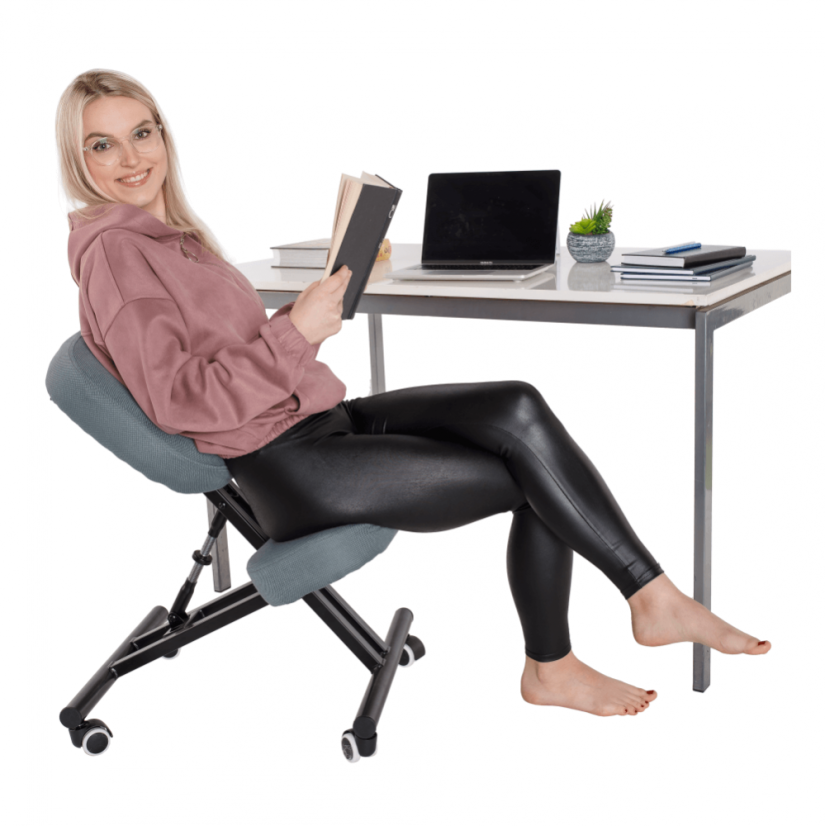 Ergonomska stolica za klečanje, svijetlo siva/crna, KILIAN