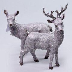 Figur Hirsch/Reh 16x7,5x24,5 cm Polyresin Graumix