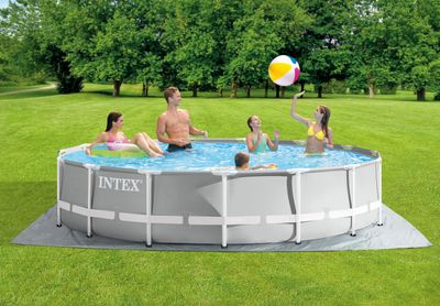 Intex® Prism Frame Premium 26724 Pool, Filter, Pumpe, Leiter, Abdeckplane, Bodenplane, 4,57 x 1,07 m