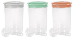 Curver® DRY FOOD puszka 1700 ml z miarką, mieszanka kolorów miętowo-szarych i brzoskwiniowych, 13x19 cm