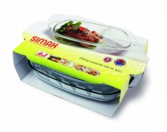 Kvadratna steklena skleda/pekač 8,0 l s pokrovom HUSA KLC