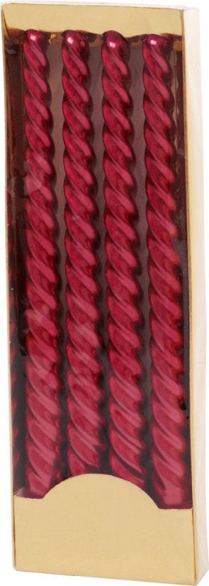 MagicHome Weihnachtskerze, 25 cm, Packung. 4 Stück, rot, Spirale, gedreht