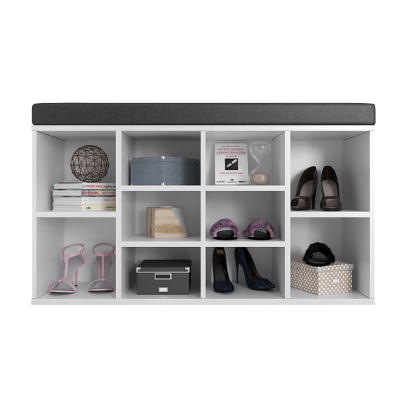 Schuhschrank mit Bank, weiß, LUSHKA