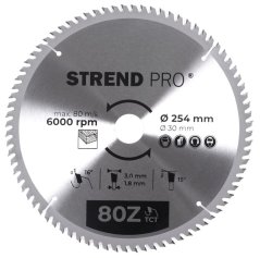 Disc Strend Pro TCT 254x3,0x30 / 20 mm 80T, fához, fűrészhez, SK pengéhez (akce)