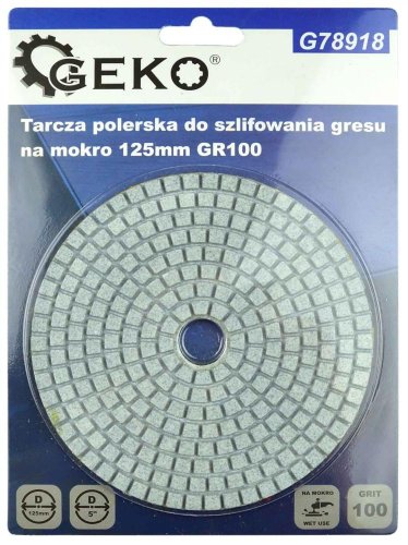 Disc de șlefuit diamantat 125 mm, granulație 100 Velcro, șlefuire umedă, GEKO