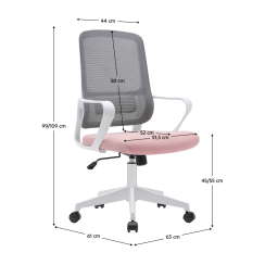 Bürostuhl, rosa/grau/weiß, SALOMO TYP 1
