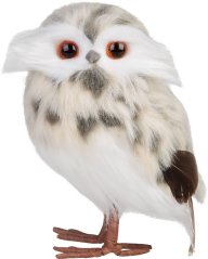 MagicHome Weihnachtseule, creme mit Punkten, 7x9x15,5 cm