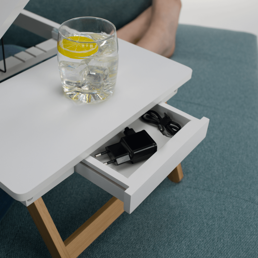 Stolić za prijenosno računalo/držač za tablet, bijela/prirodni bambus, MELTEN