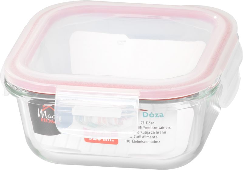 Dóza MagicHome, štvorcová, 520 ml, s vekom, Clip