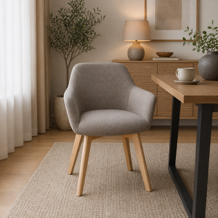 Designer-Sessel, Braun/Buche, CLORIN NEU