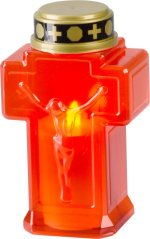 Svijeća MagicHome, križ, LED, za grob, crvena, 2xAA, 15,3x6,8 cm, (dio pakiranja 2xAA)