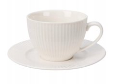 Ceașcă cu farfurioară de 250 ml, albă, porțelan SIAKI