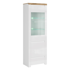 Vitrina 1D1W1S, beli sijaj/votan hrast, VILGO