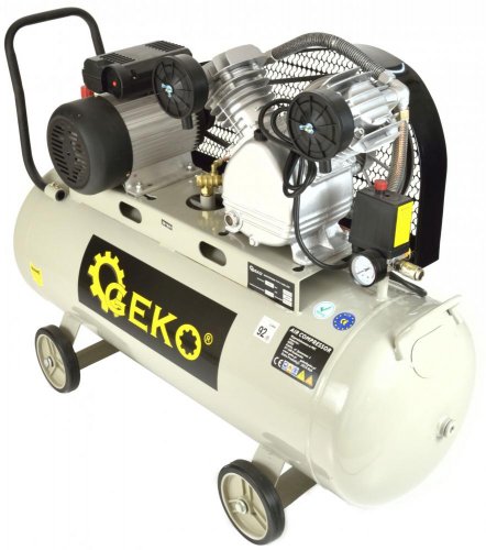 Olajkompresszor, 2 dugattyús, 3,0 kW, 390 l/perc, légtartály 100 literes, GEKO