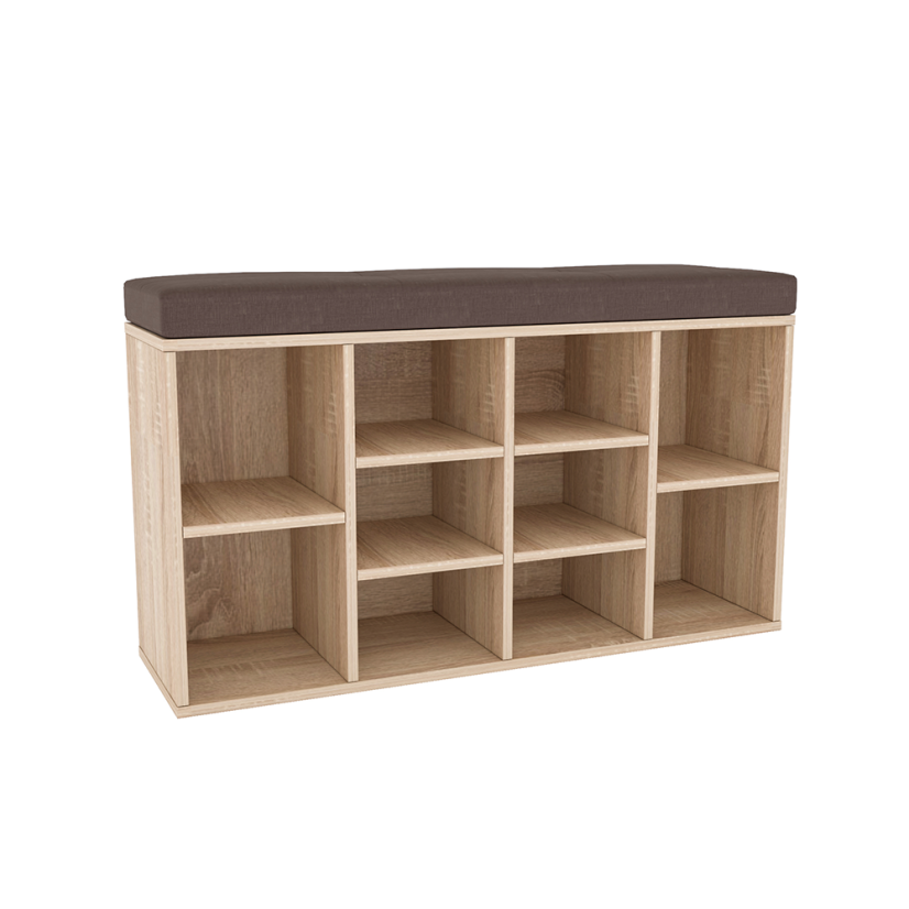 Schuhregal mit Bank, Sonoma-Eiche, FADDY